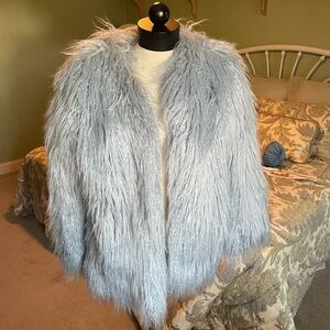 Ann Taylor ice blue faux fur jacket